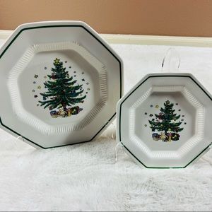 Nikko Christmastime Octagonal Christmas Dessert and Dinner Plate